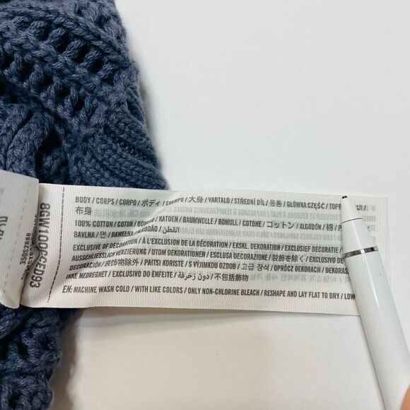 Hollister High-neck Crochet-style Sweater Tank Gray Blue Size Large - Picture 9 of 10